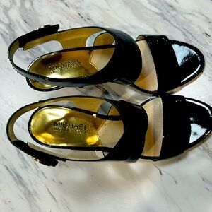 Michael Core Black Sandals with 3 Inch Heel